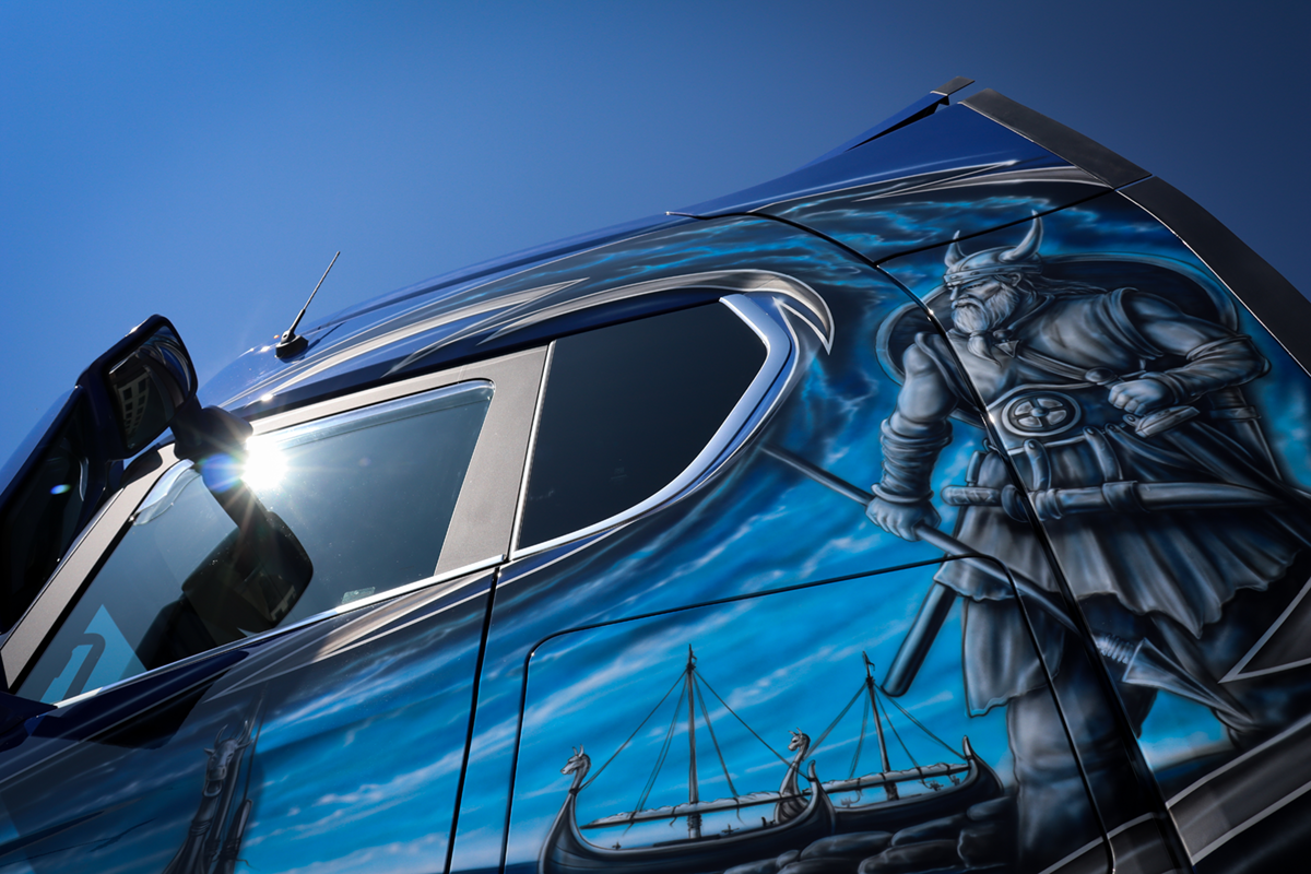 Viking design on the truck – Artistic vehicle design in detail